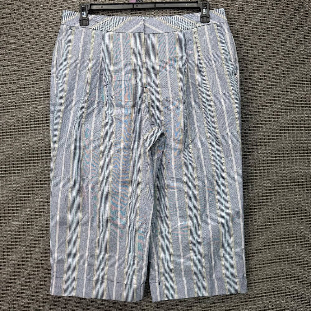 Cato Womens Size 16 Blue/White Striped Cropped Capri Pants